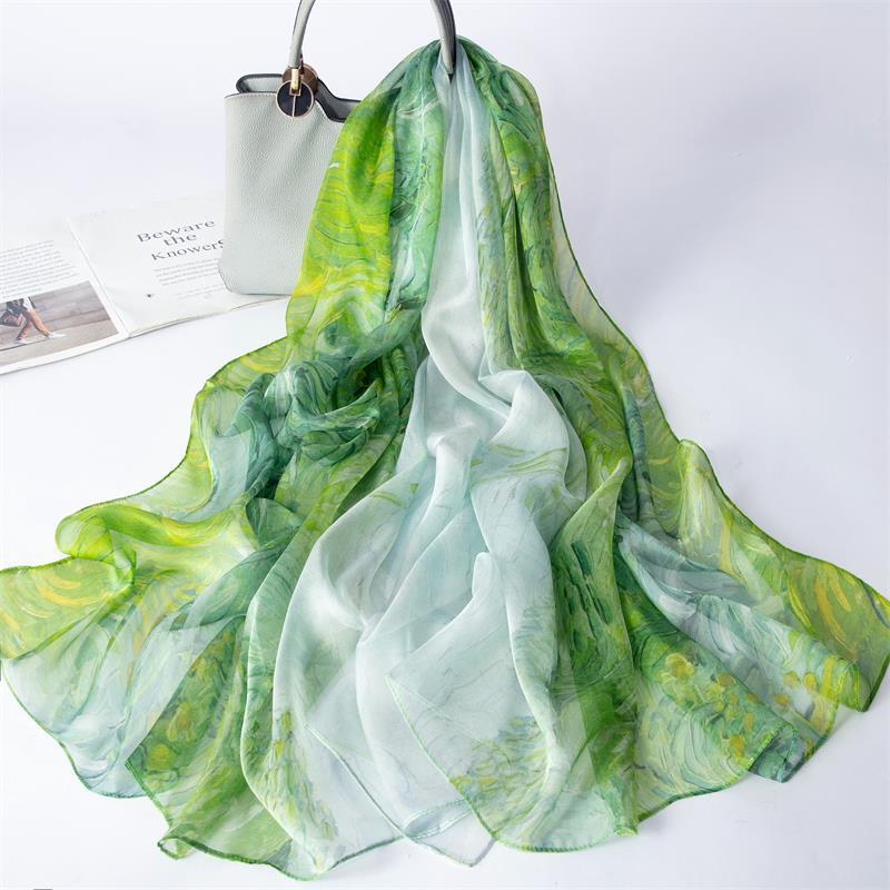 New 100% Mulberry Silk Silk Scarf Pure Chiffon Silk Scarf Shawl Exquisite Scarf Yarn