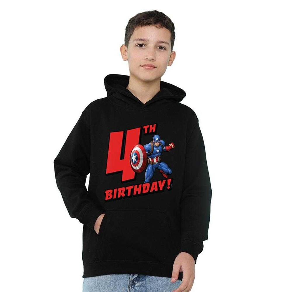Captain America Childrens/Kids Pull Over 4th Birthday Hoodie