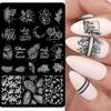 Valentine's Day Love Flower  Nails Art Stamp Plates Leaf Flower Stainless Steel Stencils Nail Printing Image Manicure Stamping Tools