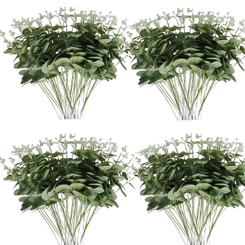 100 Pcs Artificial Eucalyptus Stems Fake Greenery Leaves Stems Faux Eucalyptus Plant for Floral Arrangement Green Leaves Decor
