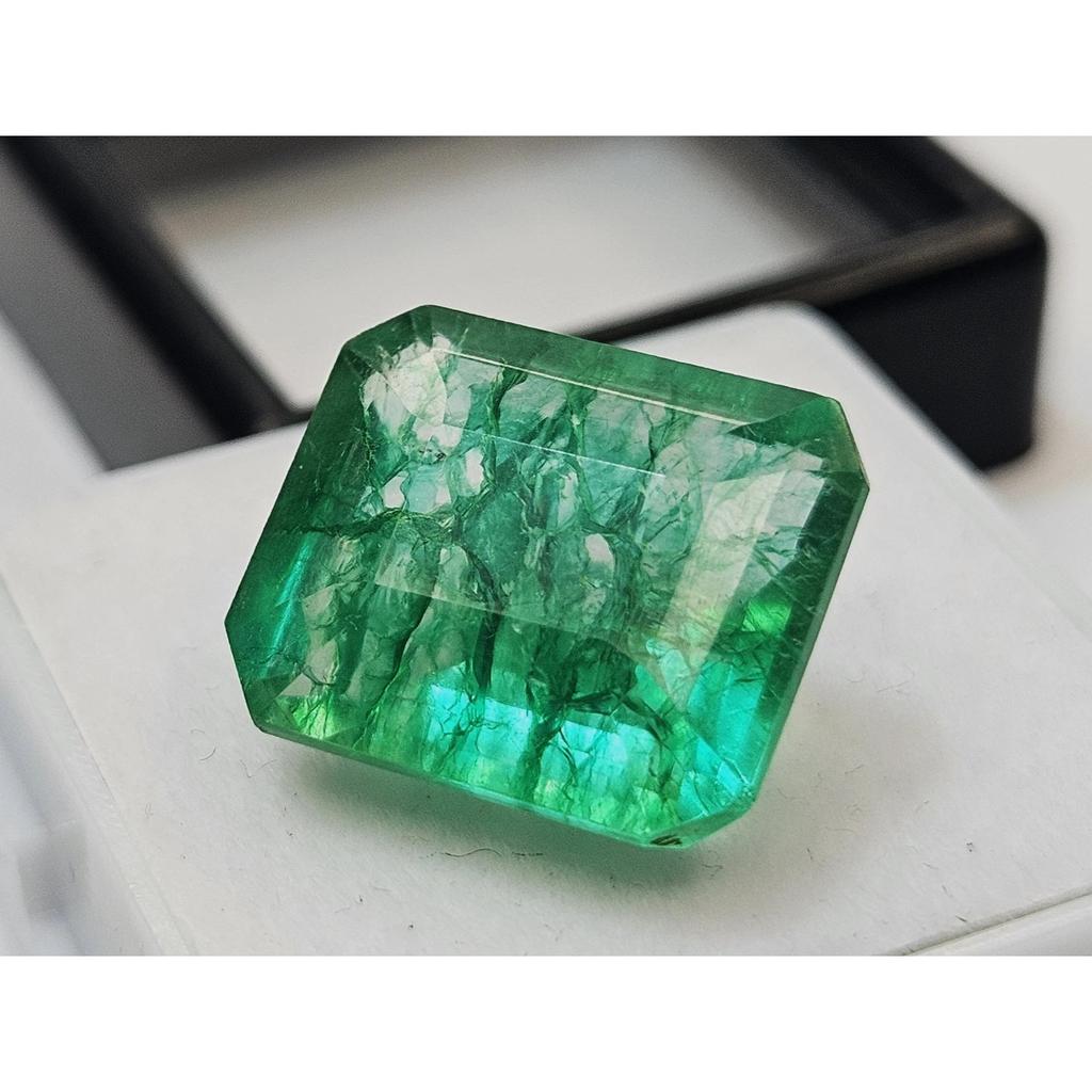 Certified Natural Emerald Colombian Green Emerald Cut 10+ Ct Stunning Gemstone