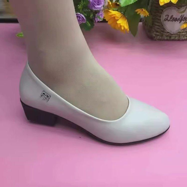 Autumn women's work shoes 2025 new fashion versatile soft sole single shoes women's medium low heel work shallow mouth small leather shoes