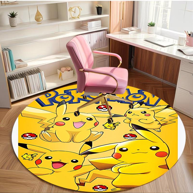 Pokemon Print Round Rug, Washable Floor Carpet, For Entryway Dorm Laundry Room Office Study, Home Decor Birthday Christmas Gift