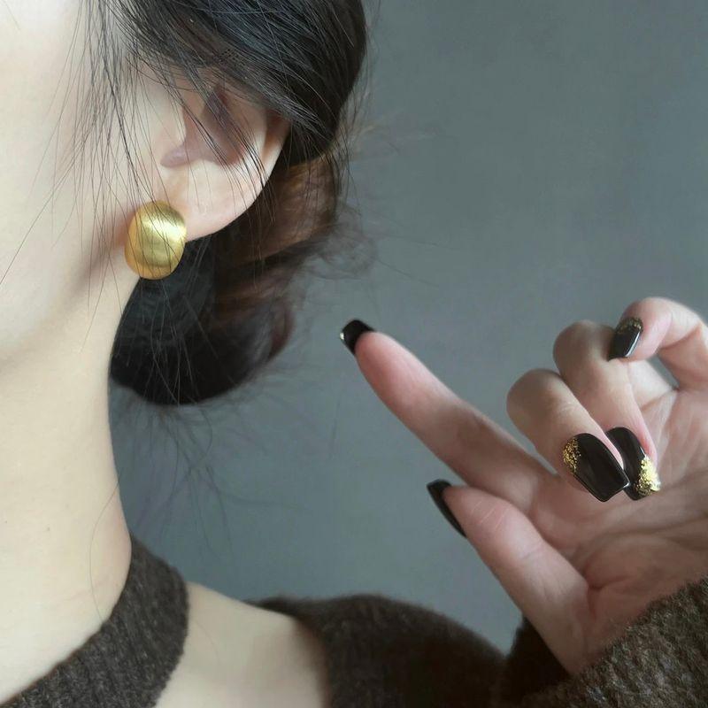 925 Silver Pin Earrings Gold Brushed Pea Accessible Luxury Classy Easiest for Match Earrings Frosted Metal Ball Earrings
