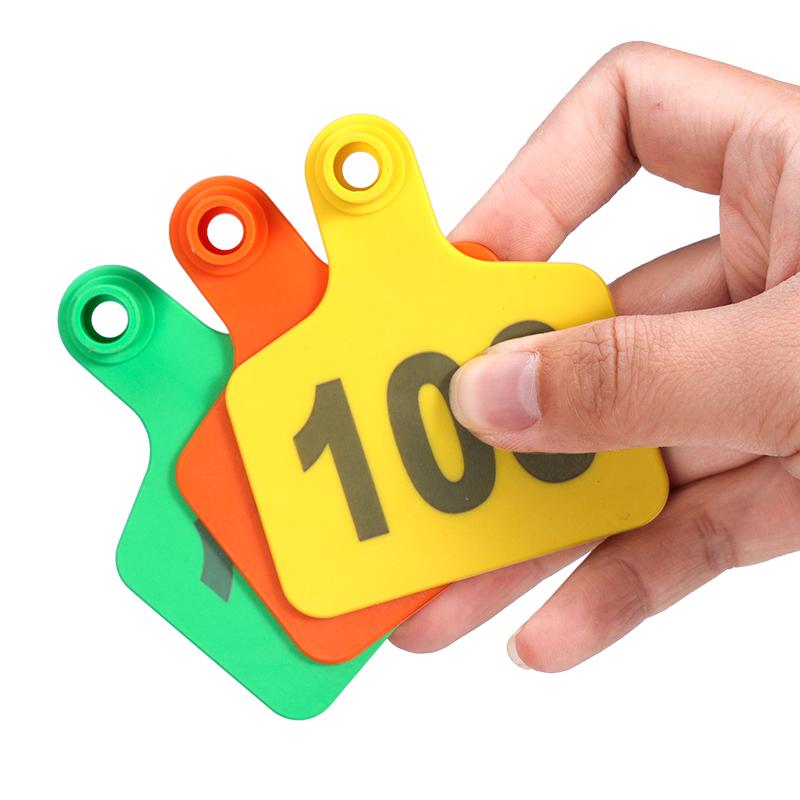 100Pack Livestock Cow Cattle TPU Ear Tag Signs No 001-500, Ear Tags Typing Copper Head Earrings Animal Identification Card