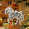 2D Acrylic Horse Car Rearview Mirror Pendant Charm Christmas Tree Ornament Party Latest Year Hanging Keychain Christmas Decorations