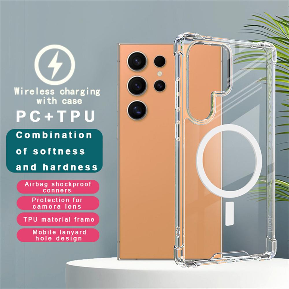 

IMAK For Samsung Galaxy S25 Ultra Case Compatible with MagSafe Shockproof PC TPU Clear Phone Cover Style A