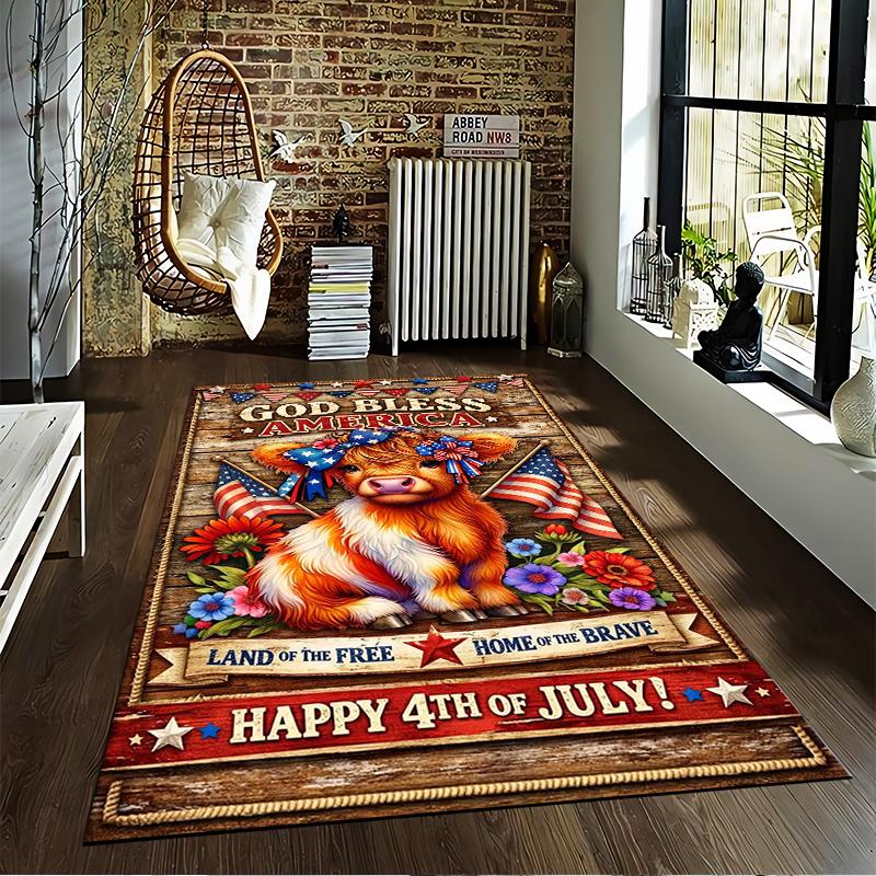 Patriotic Cow 3-Piece carpet Non-slip rug suitable for living room and bedroom sofas