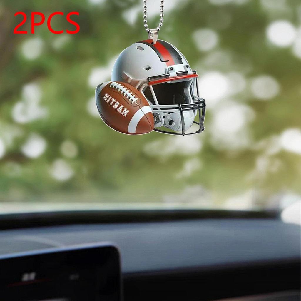 2x Vánoční stromek závěsná ragbyová ozdoba akrylová malá ozdoba, sportovní dekorace pro