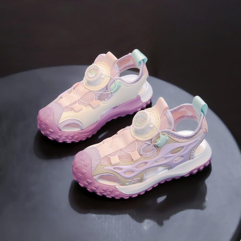 Kids Colorful Anti-Collision Rotary Buckle Casual Sandals 27 розовый
