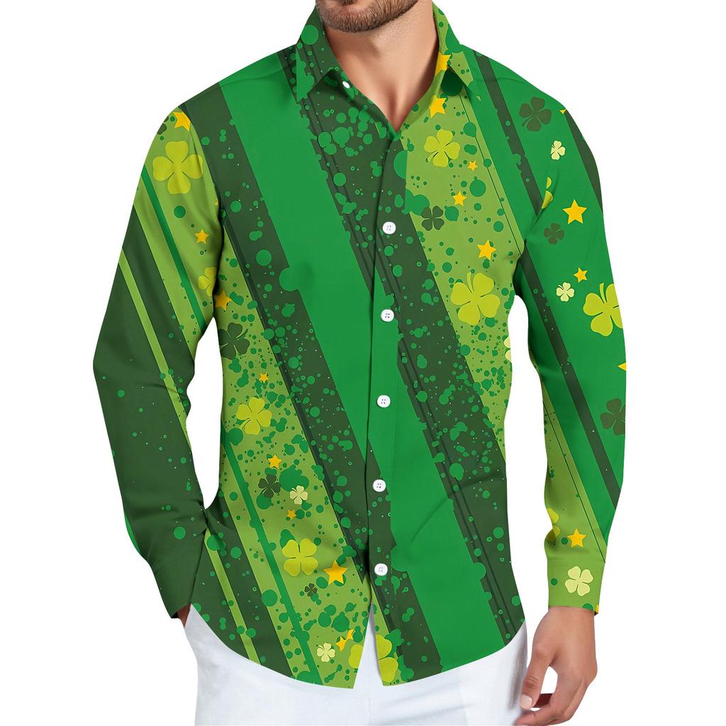 Pánská košile s vánočním potiskem, dlouhý rukáv, na knoflíky