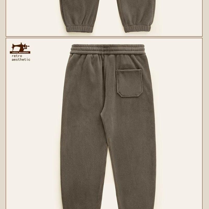 Unisex Heavyweight Fleece Windproof Sweatpants - Thick, Warm, Cuffed Outdoor Pants for Autumn and Winter