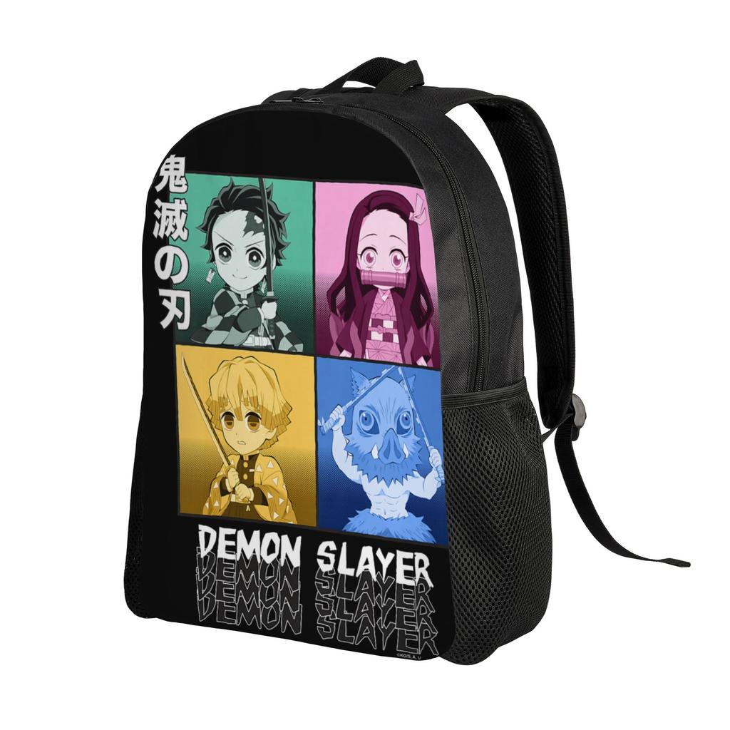 Demon Slayer Backpacks Kimetsu No Yaiba Pop Art Chibi Daypack Mochila School Zipper Closure Rucksack