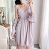 Ruth pajamas women's French pure desire ice silk suspender nightdress sexy lace pure desire court style loungewear