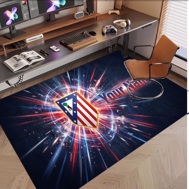 Personalized Crystal Velvet Carpet Atletico Madrid FC Pattern Non Slip Floor Rug