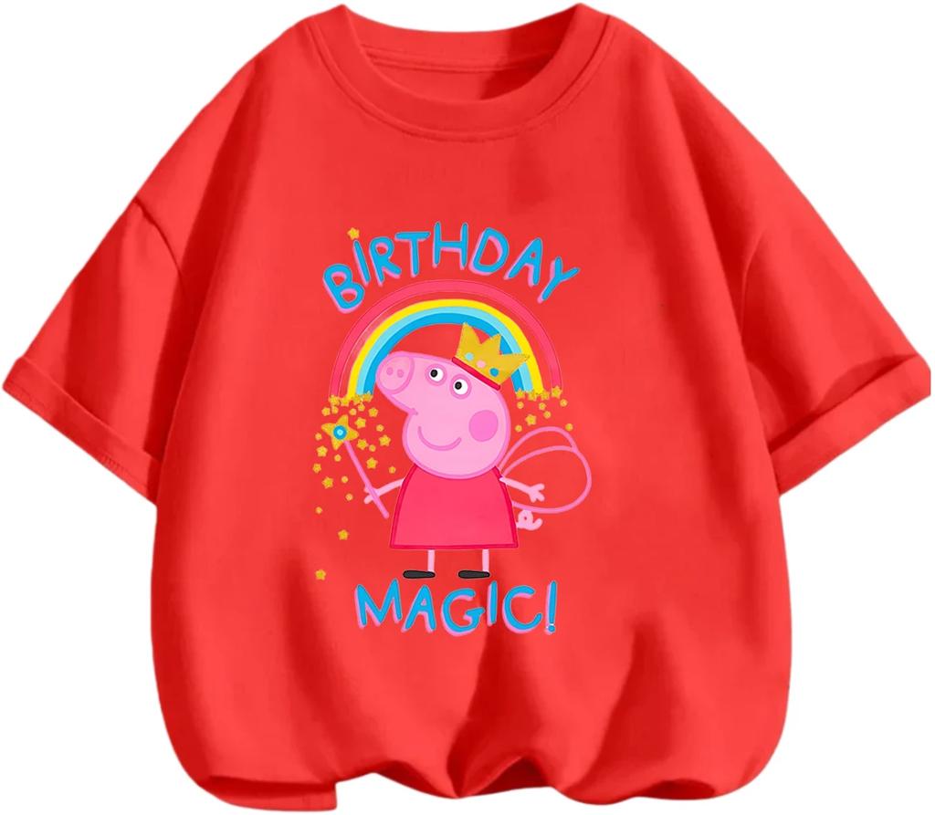 New Design Kids Tee Cute Cartoon Print Summer Casual Crew Neck Street Wear Peppa Pig Boys Girls 3 14