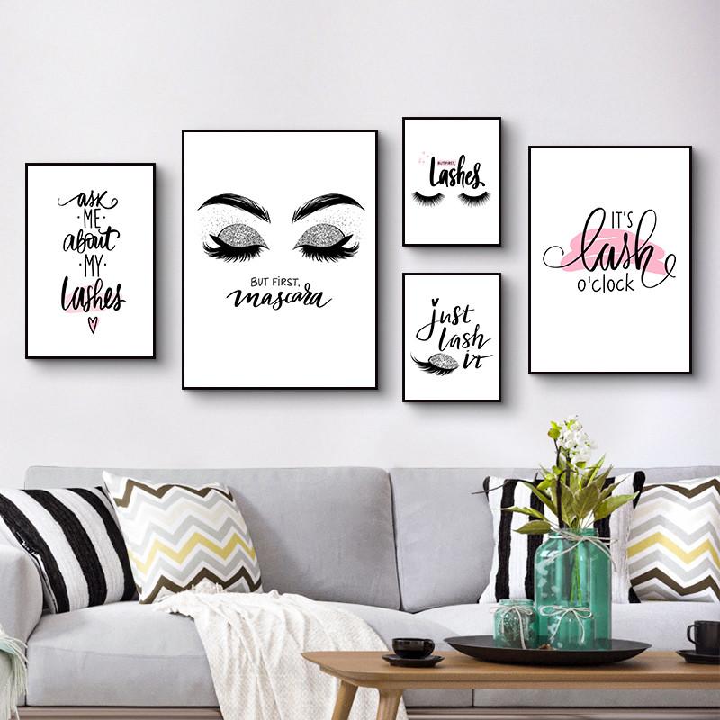 Güzel Kirpik Baskıları Makyaj İllüstrasyonu Güzellik Posteri Dekor Sanat Tuval Boyama SPA Salonu Stüdyo Duvar Dekoru HD3118