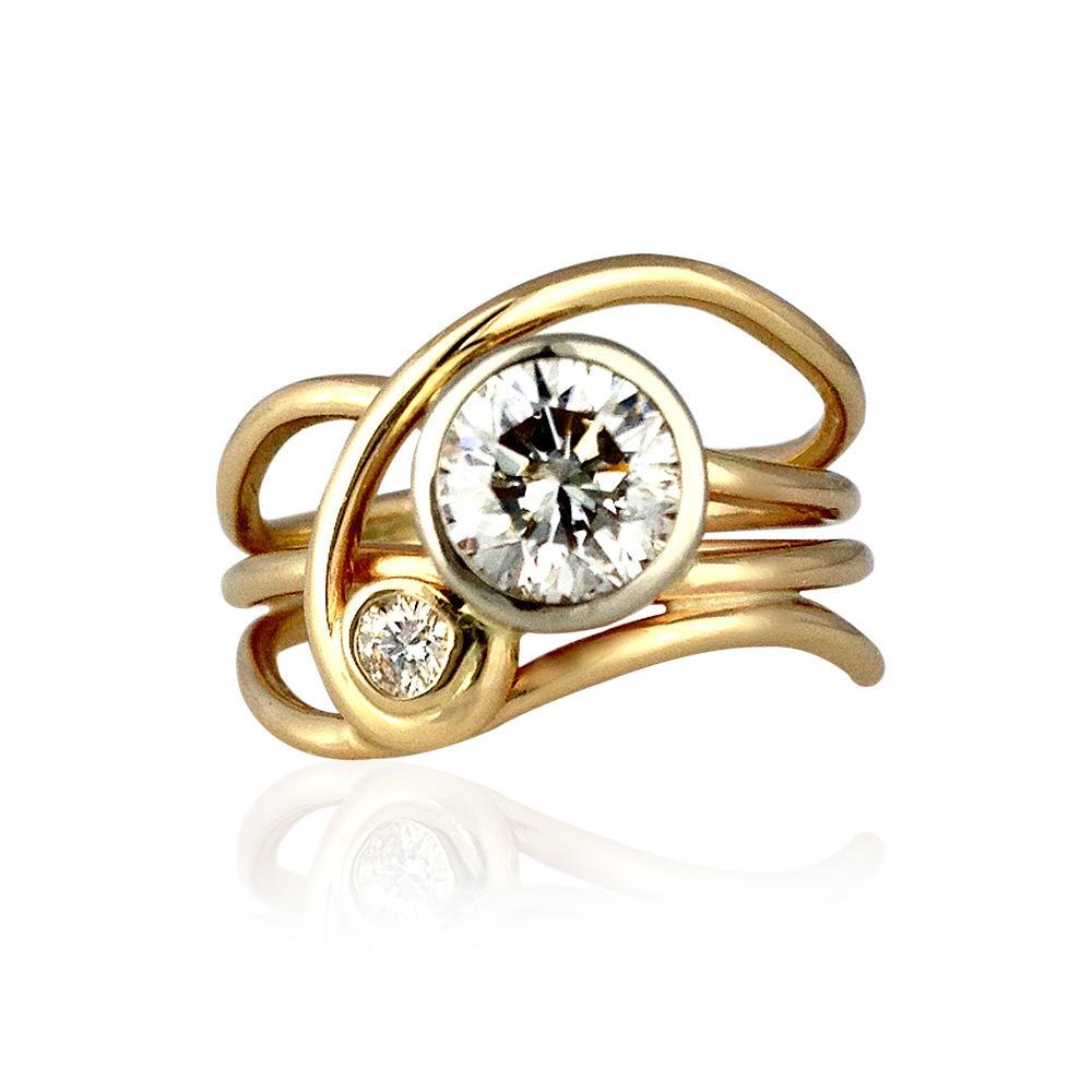 Accessories, Sweet Fashion, Gold Love Heart Knot Water Diamond, Simple Female Ring, Ring No. 9