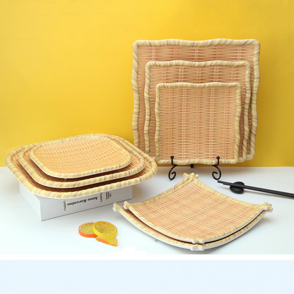 Bamboo Plate  Easy To Clean Round Smooth Edges Bamboo Dinner Plate Set High Temperature Resistant Sustainable Bamboo Tableware