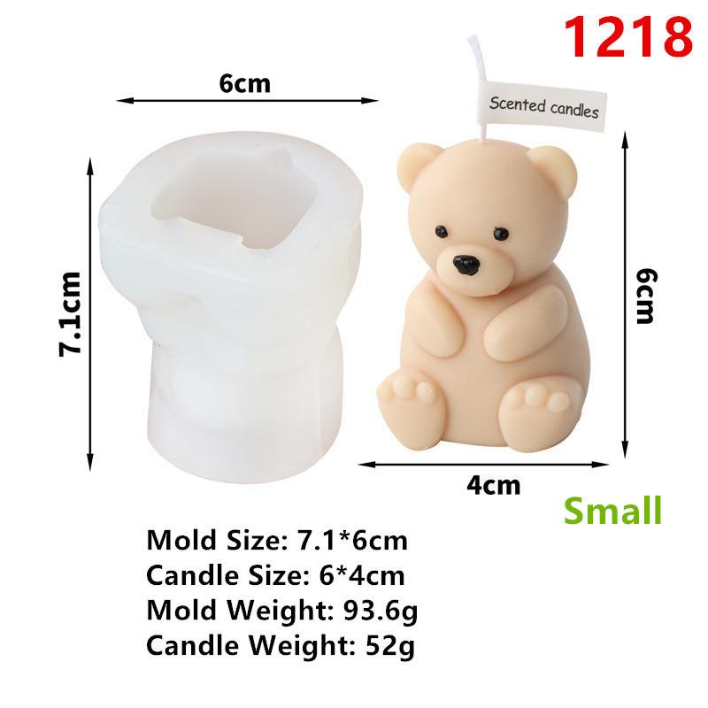 Stampo per candela profumata a forma di orso carino 3D Stampo per sapone in resina a forma di orso per candele Decorazione per la casa Stampo in silicone per candela a forma di orsetto in resina