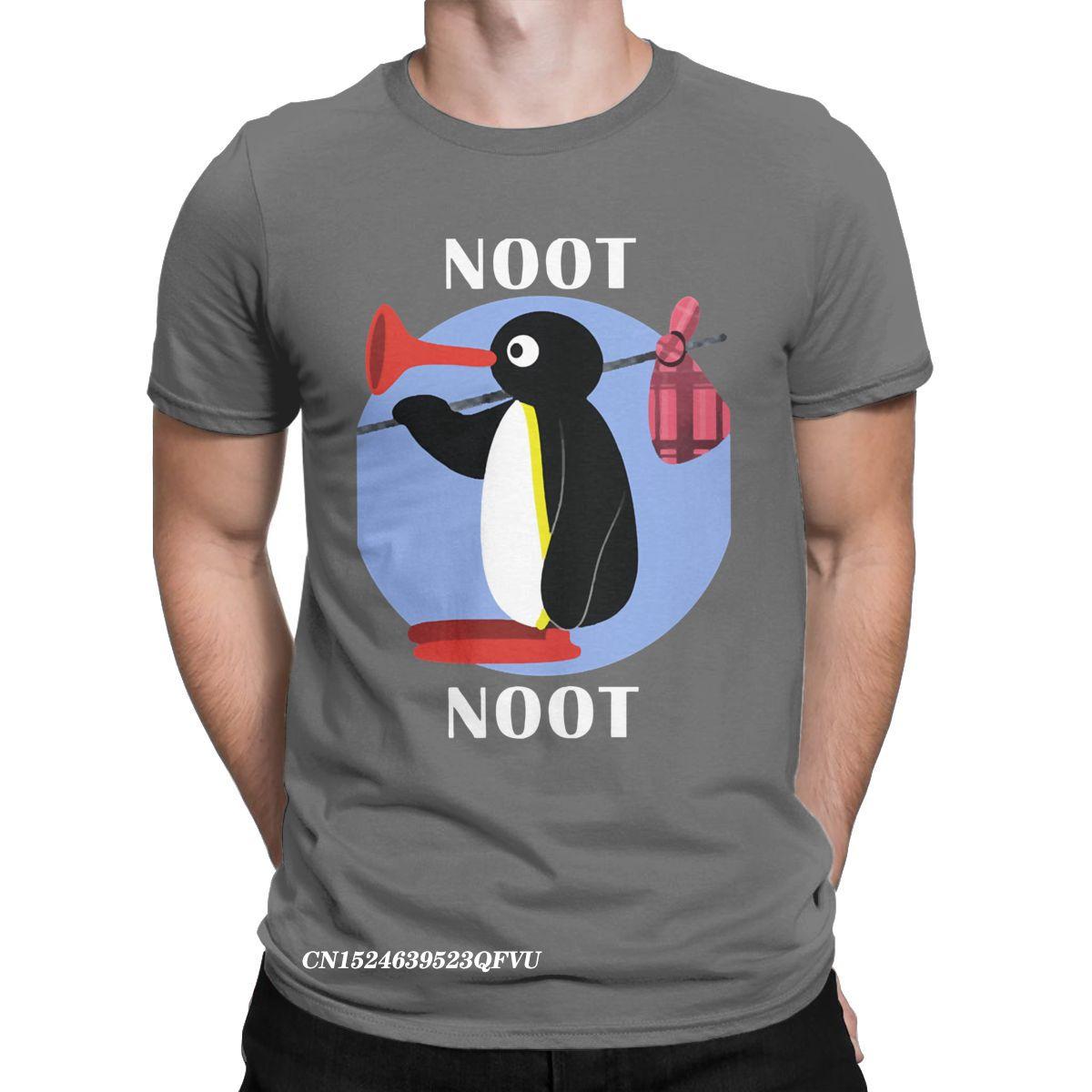 

Футболка Noot Noot Pingu Мужская Женская Хлопковая Винтажная Футболка Круглый Вырез Футболка с Пингвином Одежда Харадзюку Классика XXXL темно серый