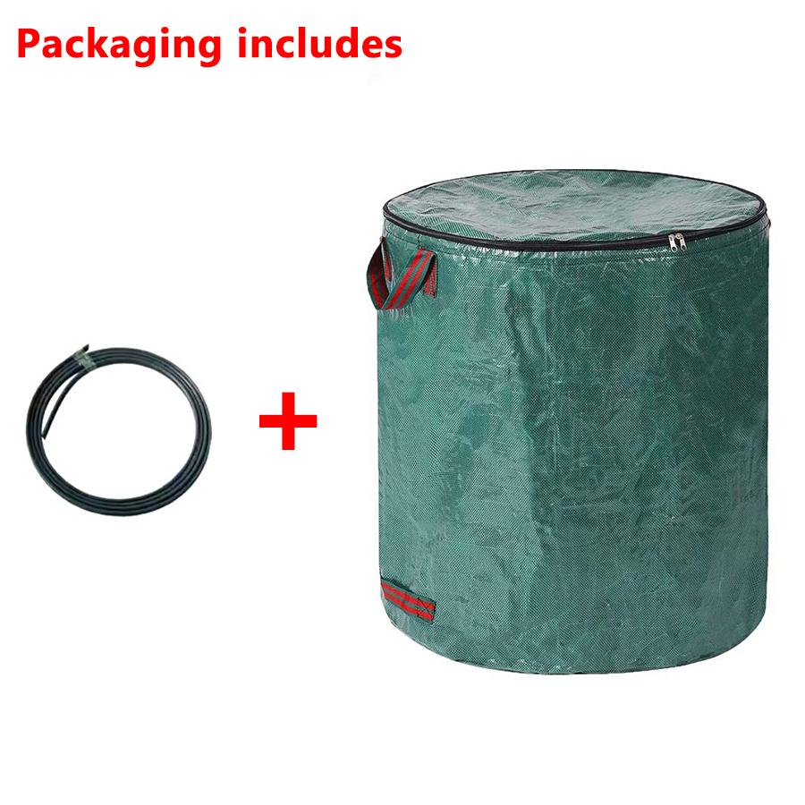 60-500L PP Garden Yard Waste Bag With Lid and Leaf Scoops Waterproof Outdoor Gardening Storage Bag for Plant and Leaf Collection