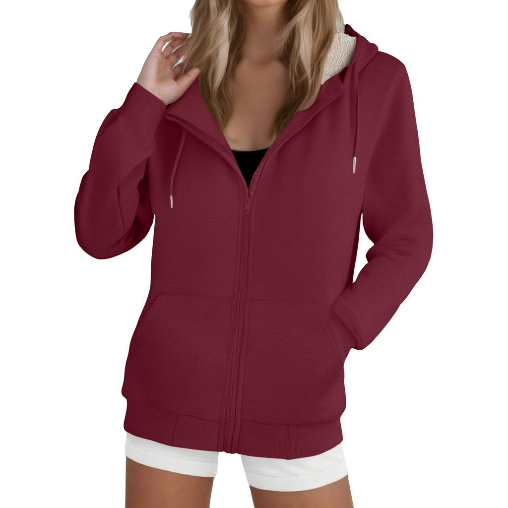 Mote dame avslappet genser løs cardigan med glidelås langermet hettejakke