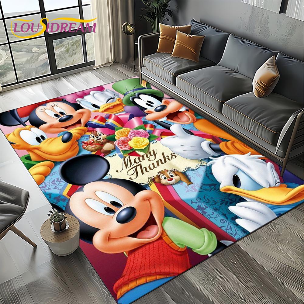Mickey Minnie Mouse Donald Duck Cartoon Carpet Rug for Bedroom Living Room Home Sofa Decoration,kids Large Decor Floor Mat Gift