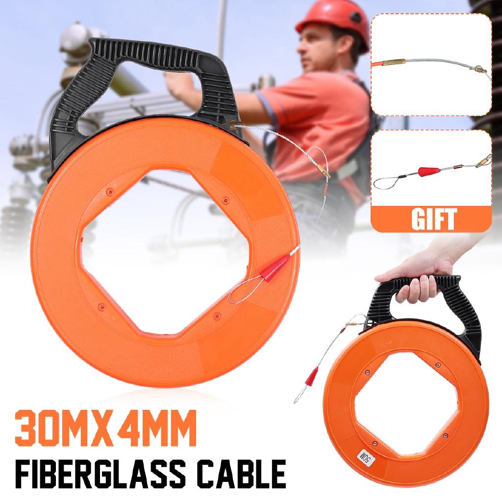 Black+Orange Fiberglass Fish Tape Electric Wire Puller Reel Conduit Ducting Rodder Fish Wire Cable Pulling Tool