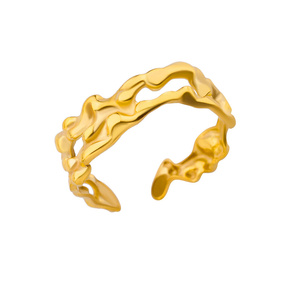 Retro Exaggerated Hollow Open Rings For Women Men Gold Color Stainless Steel Ring Wedding Waterproof Jewelry Gift Anillos