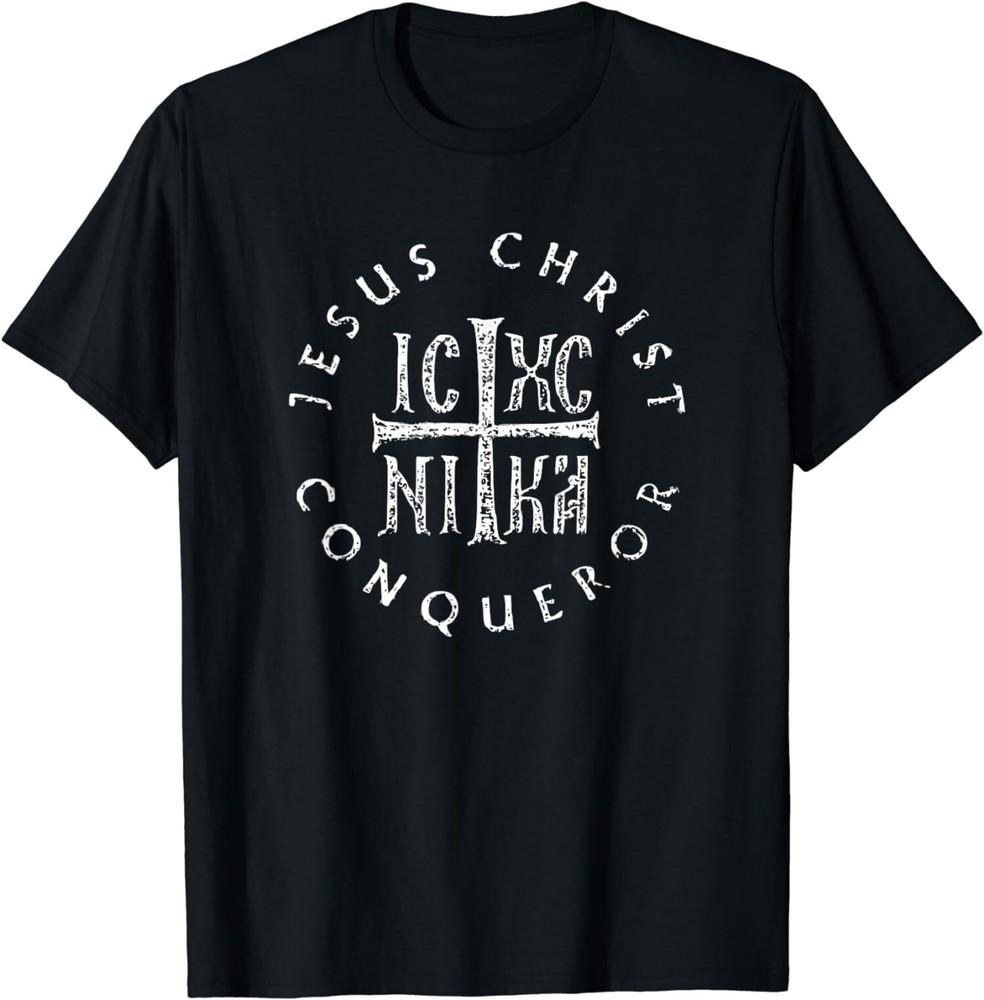 

New Limited IC XC NIKA Cross Christogram Orthodox Christian T-Shirt Tops TeeA 4XL