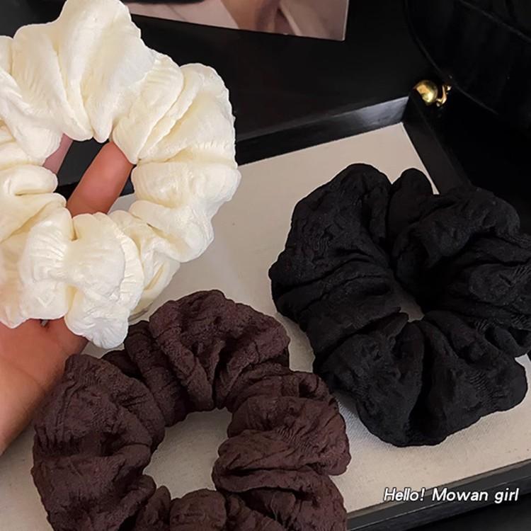 Black Beige Coffee Hair Loop Large Korean Puff Vintage Ponytail Holder Elastic Tie Hair Scrunchie Women Girl Hair Accessories