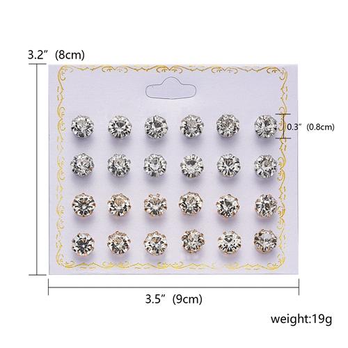 Rinhoo 12pairs Crystal Simulated Pearl Earrings Sets For Women Colorful Round Ear Stud Earrings Wedding Jewelry Box Earrings