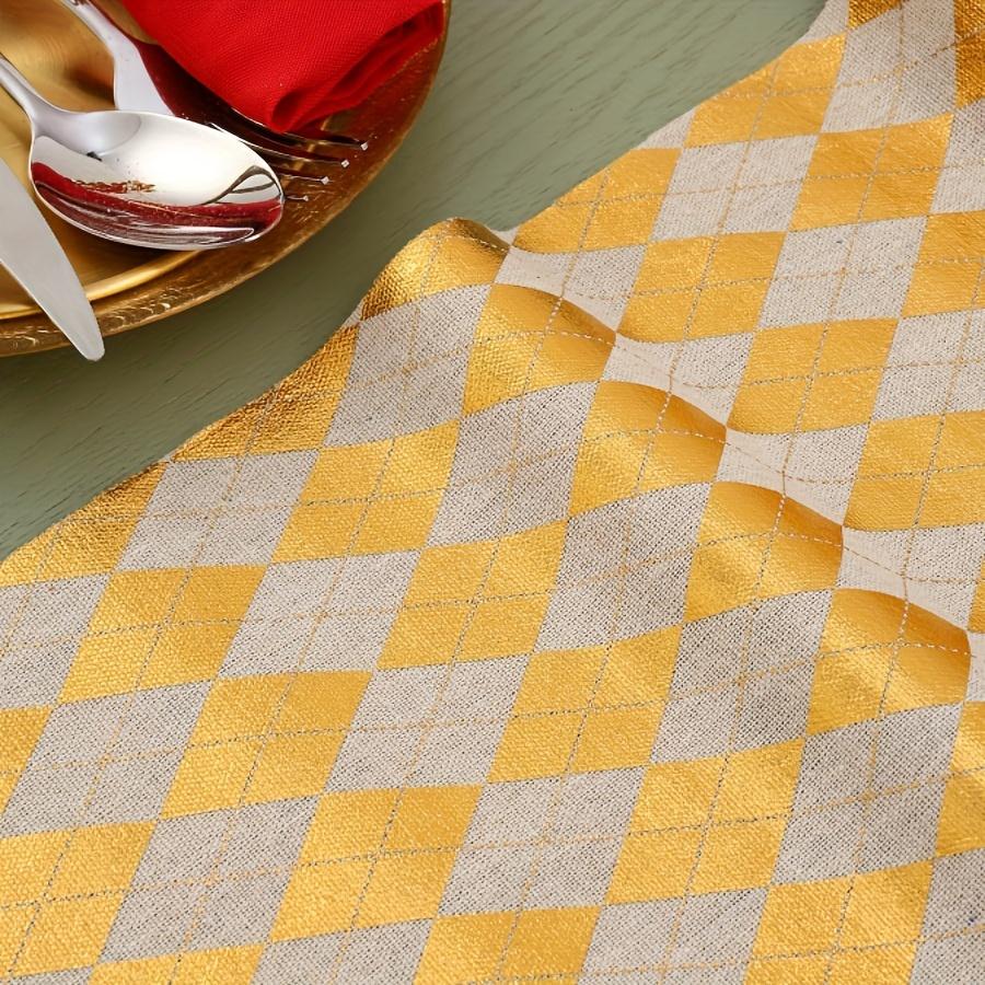 1 Piece of Anti-scalding Polyester-cotton Rhombus-printed Tablecloth - Suitable As a Coffee Table Mat and Party Table Decorative Table Flag