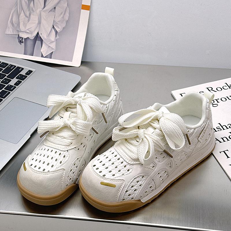 Summer Hollow Women's Sneakers Lightweight Breathable Platform Shoes Versatile Fashion Casual Shoes Designer Women's Shoes 2025