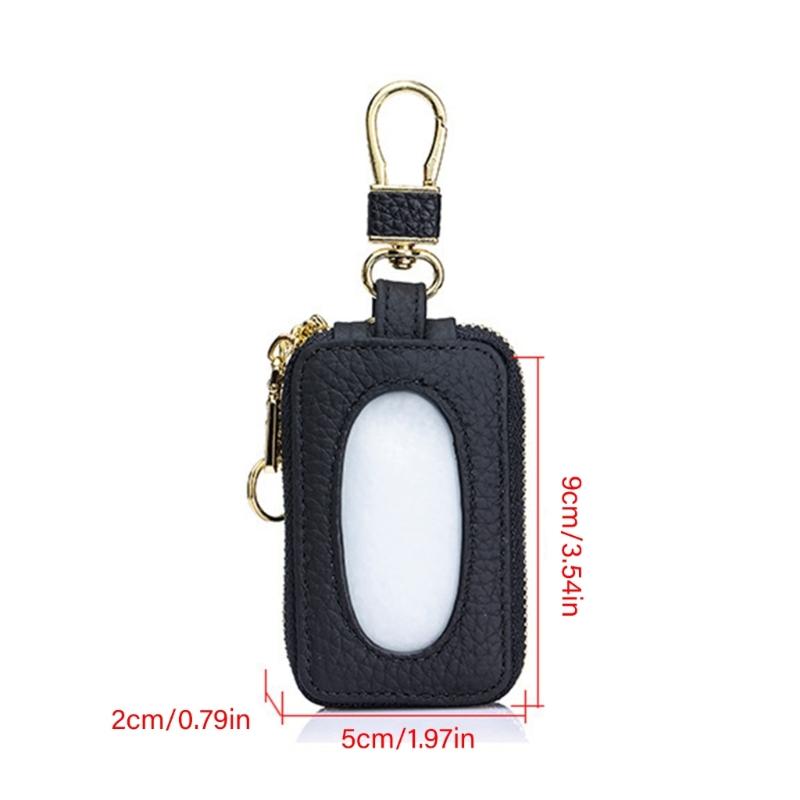 Leather Car Key Case with Clip Carry for Car Owners, Fob Cover and Card Slot for Bag or Pocket Use with Full Closure