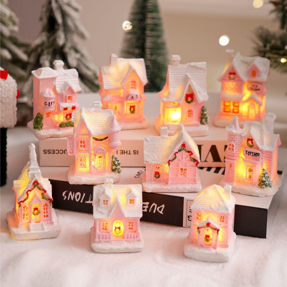 Luminous Christmas Glowing Small House Cute Christmas House Ornament  New Year Decoration