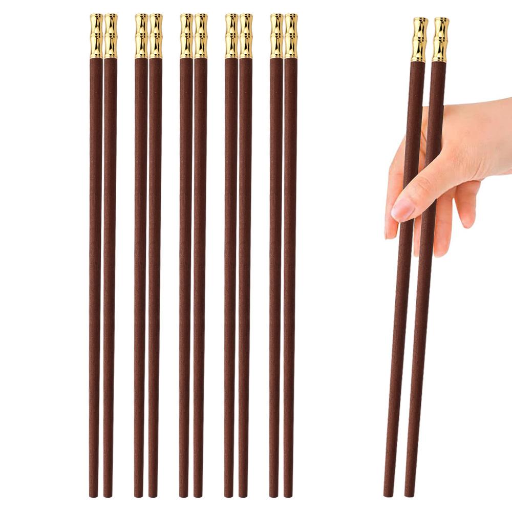 5 Pairs Chinese Chopsticks Reusable Japanese Sushi Chopsticks Household High Grade Healthy Red Wood Chopsticks Set