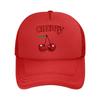 UnisexS Cherry Print Outdoor  Red  White Breathable  Casual Summer Hat with Adjustable Snapback S  Mesh Baseball Cap