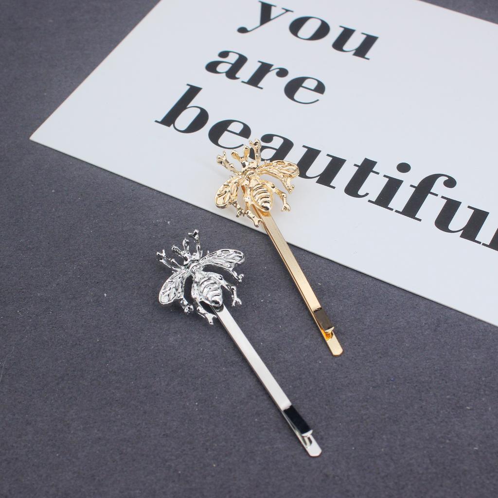 Vintage Gold Color Bee Hair Clips For Bride Wedding Elegant Hair Pin Side ClipAccessories Metal Barrettes Decoration Women Gift