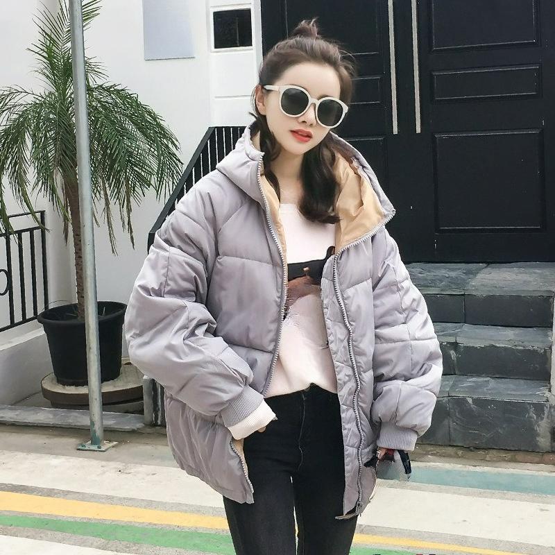 

Осенне-зимняя мода Короткая хлопковая куртка Женская маленькая стеганая куртка Большого размера Куртка с капюшоном Утолщенная теплая хлопковая куртка Тренд XXS серый