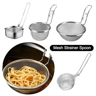 Cooking Utensils Mesh Strainer Spoon Long Handle Korean Noodles Scoop Pasta Boil Basket Stainless Steel Mesh Hot Pot Strainer
