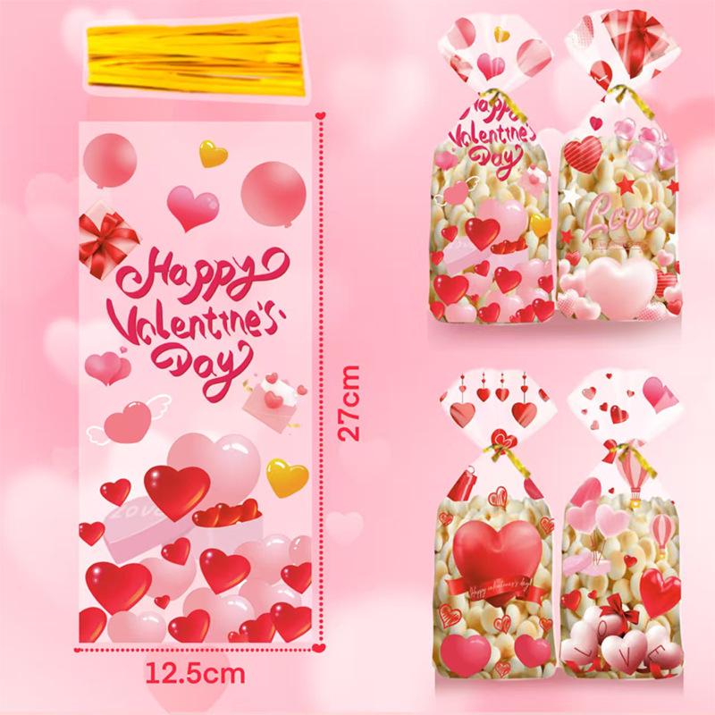 Valentine s Day Heart-Shaped Gift and Cookie Packaging Bag