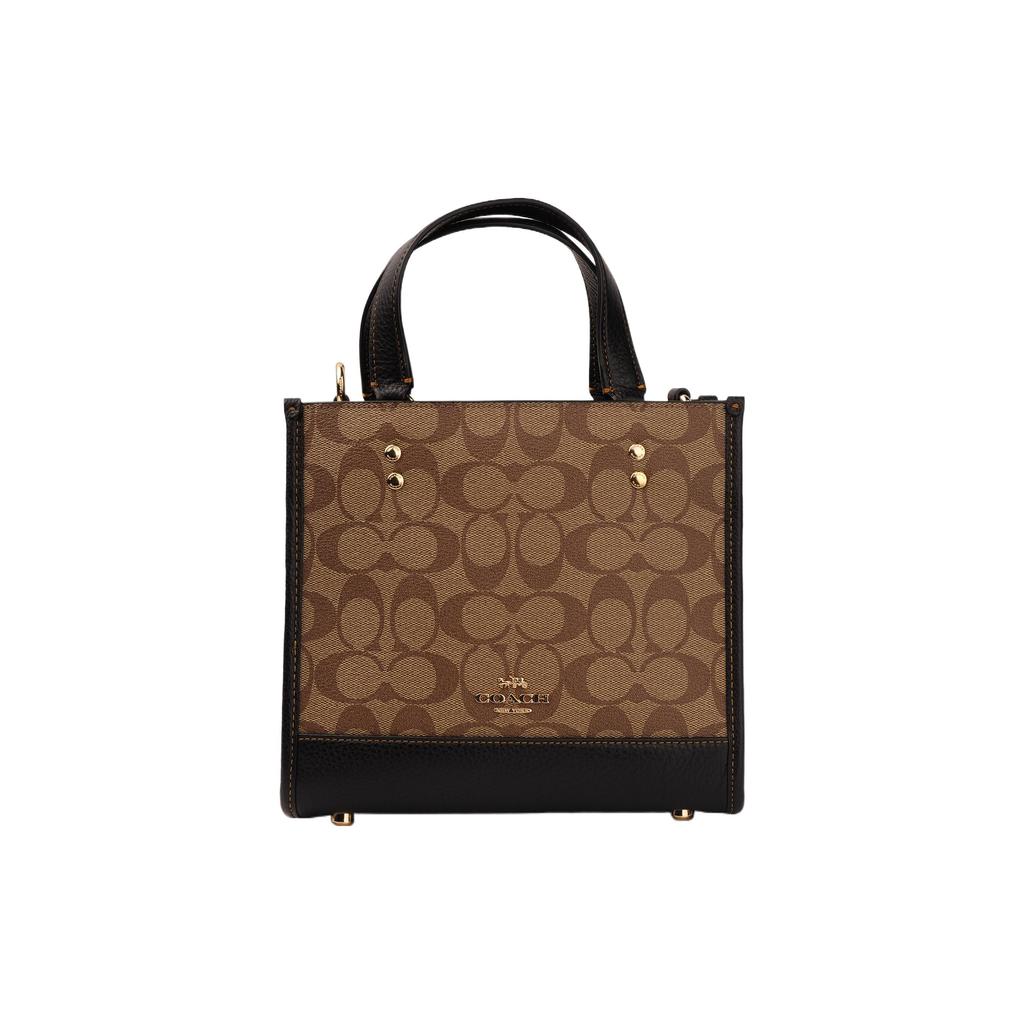 Coach Dempsey 22 Classic Monogram Print Colorful Strap Color Block Coated Canvas And Leather Tote Bag Women Tote Bags Brown C6918-IMNOX