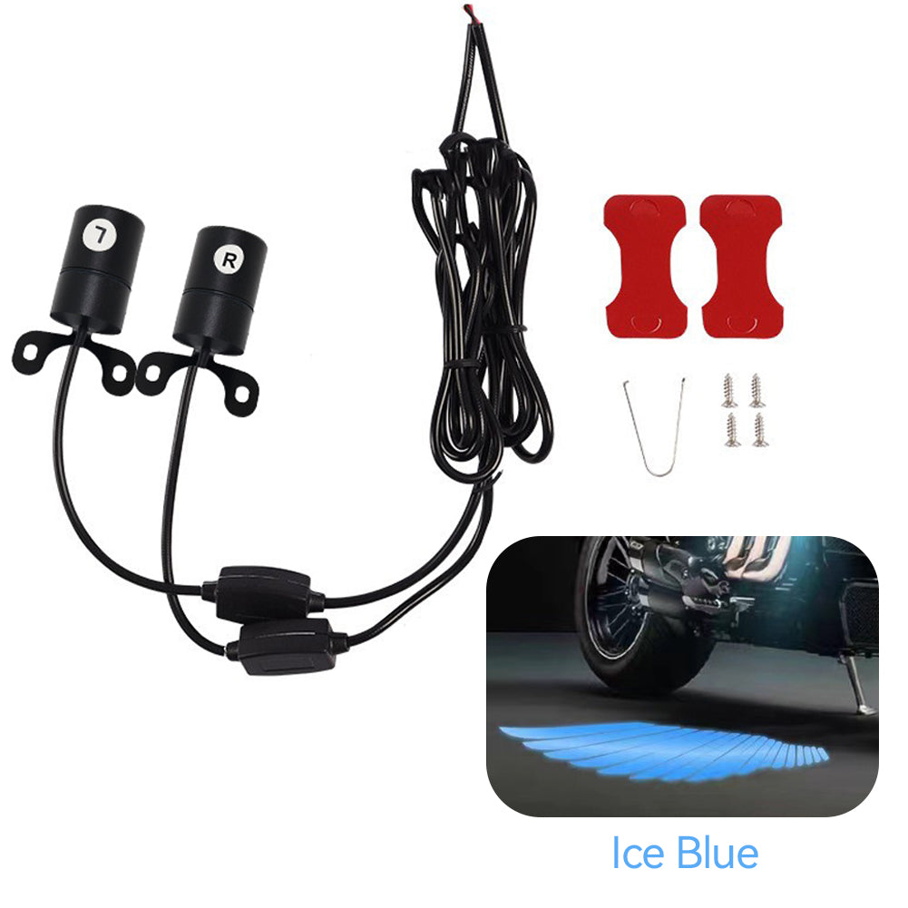 1Pair Motorcycle LED Welcome Light Angel Wings Style Projection Lights For Motorcycle Modified Decorative Lamps Wing Lights