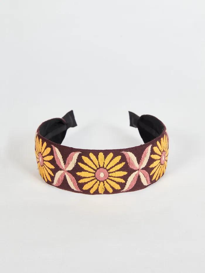 LALA Sunflower Embroidery Hairband P-Coral