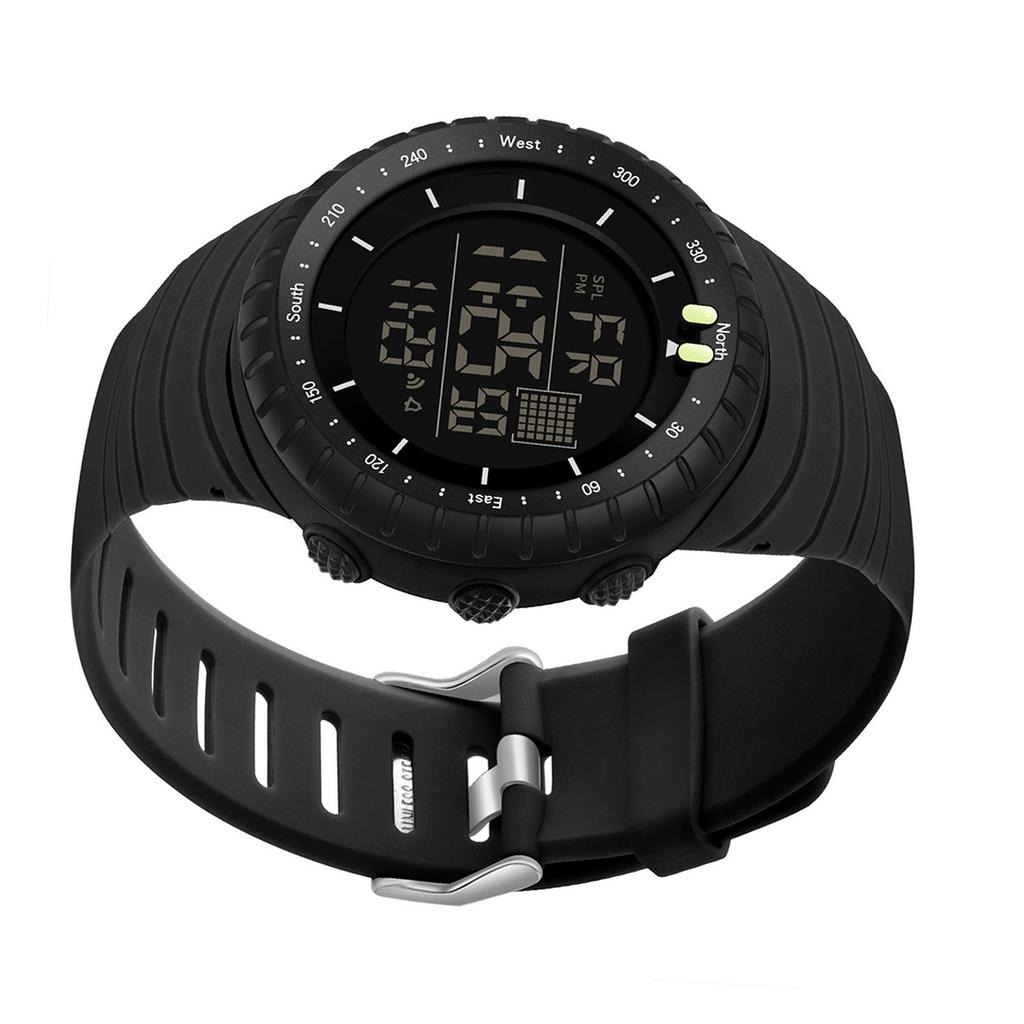 Electronic Sports Watch Waterproof Night Light Large Screen Quick Release Strap Digital Watch Black