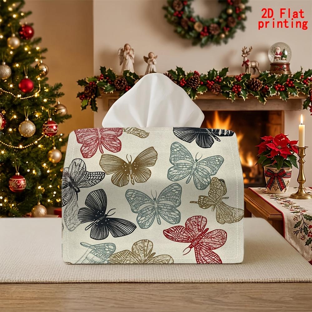 2D Flat 1pc, Tissue Box. Butterfly Pattern Napkin Dispenser, Reusable, Daily Desktop Tissue Organizer, Suitable for Kitchen Living Room Bedroom Bathro