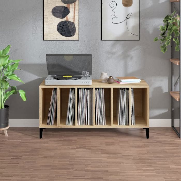 VidaXL Record Cabinet, Side Cabinet with Storage, Furniture for Turntable, Living Room Buffet, Modern, Sonoma Oak 831984