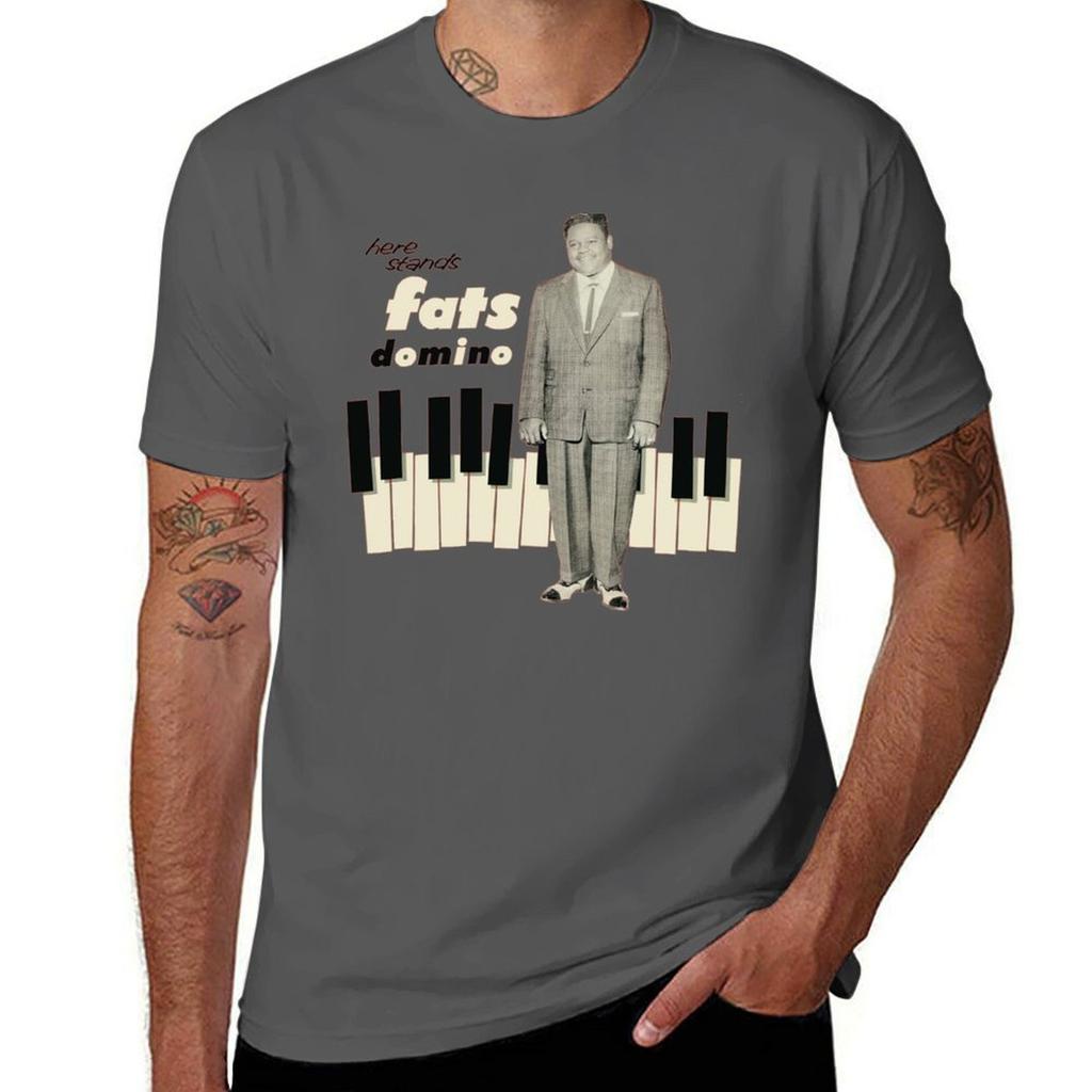 Here Stands Fats Domino Tshirt Big Size Short Sleeve Casual Top